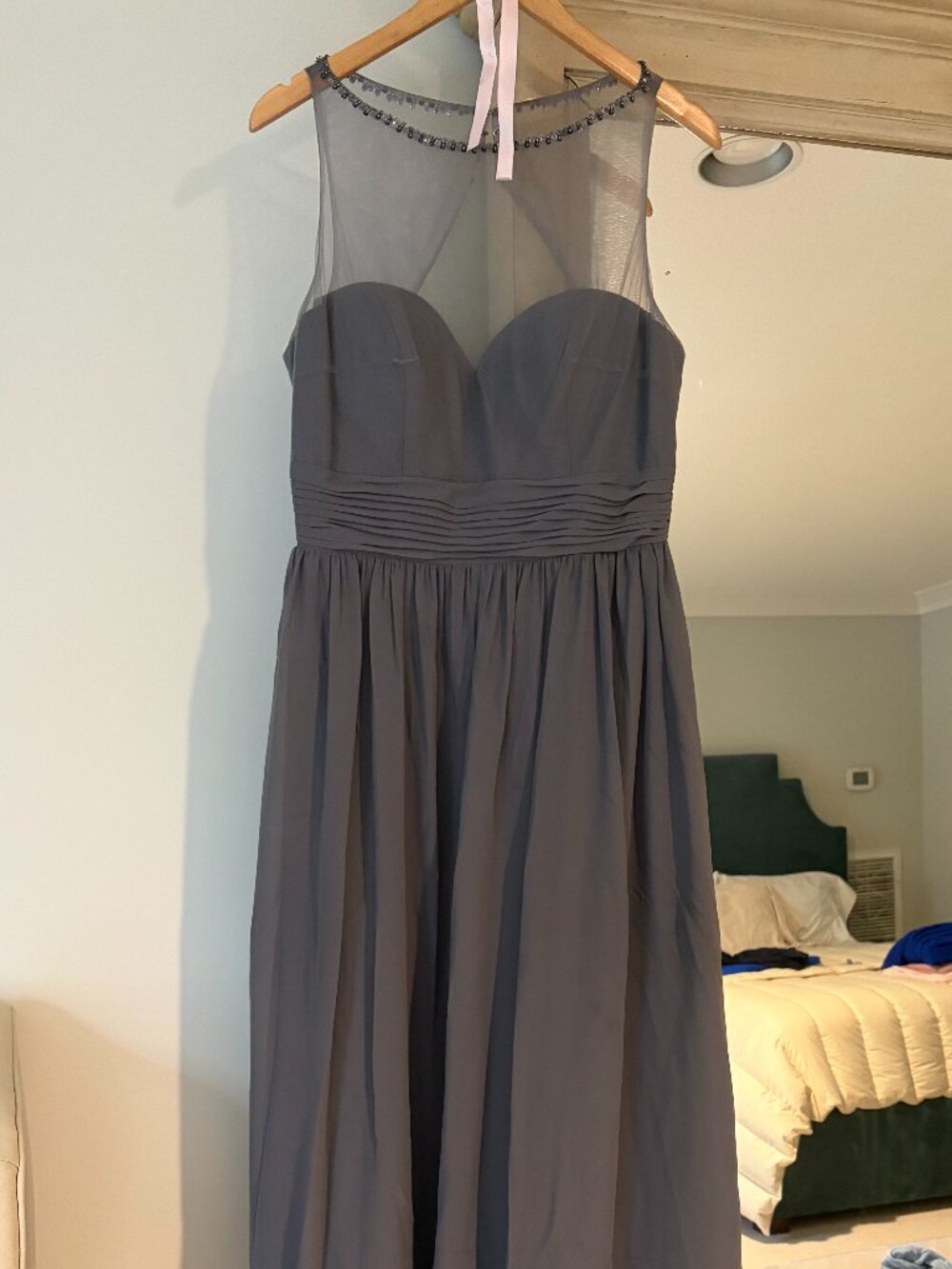 Elegant Gray Chiffon Maxi Dress